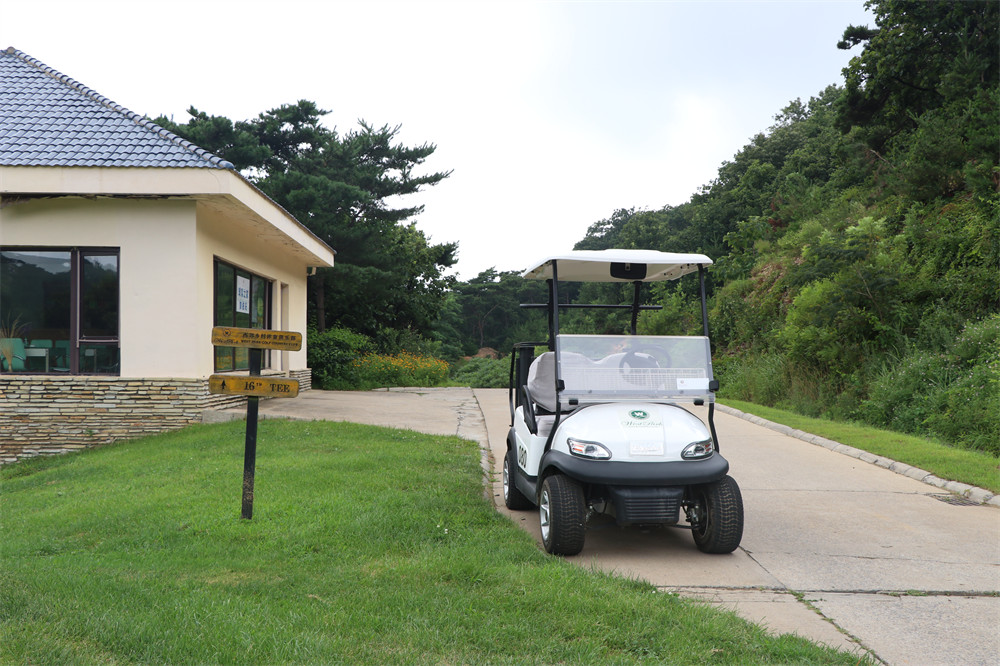 大連西郊高爾夫球場白色電動高爾夫球車